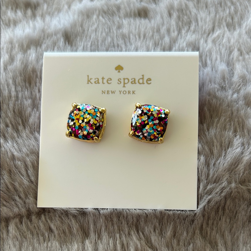 Kate Spade Colorful Glitter Square Post Earrings